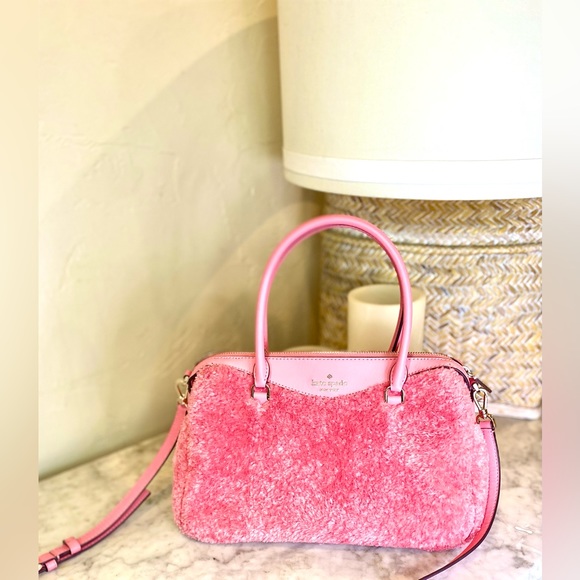 KATE SPADE ($448) Mimi Faux Fur Satchel/Crossbody - Blush Pink - Picture 2 of 9